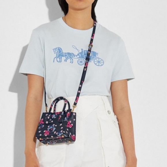 Coach Cashin Carry Tote 14 Blocked Floral / Blue - Picture 7 of 8